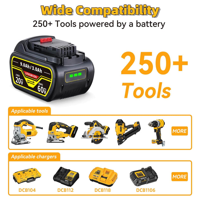 For Dewalt DCB609 20V/60V MAX FLEXVOLT Li-Ion 9.0Ah Battery DCB609-2 DCB606