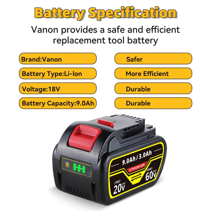 For Dewalt DCB609 20V/60V MAX FLEXVOLT Li-Ion 9.0Ah Battery DCB609-2 DCB606 2Pack